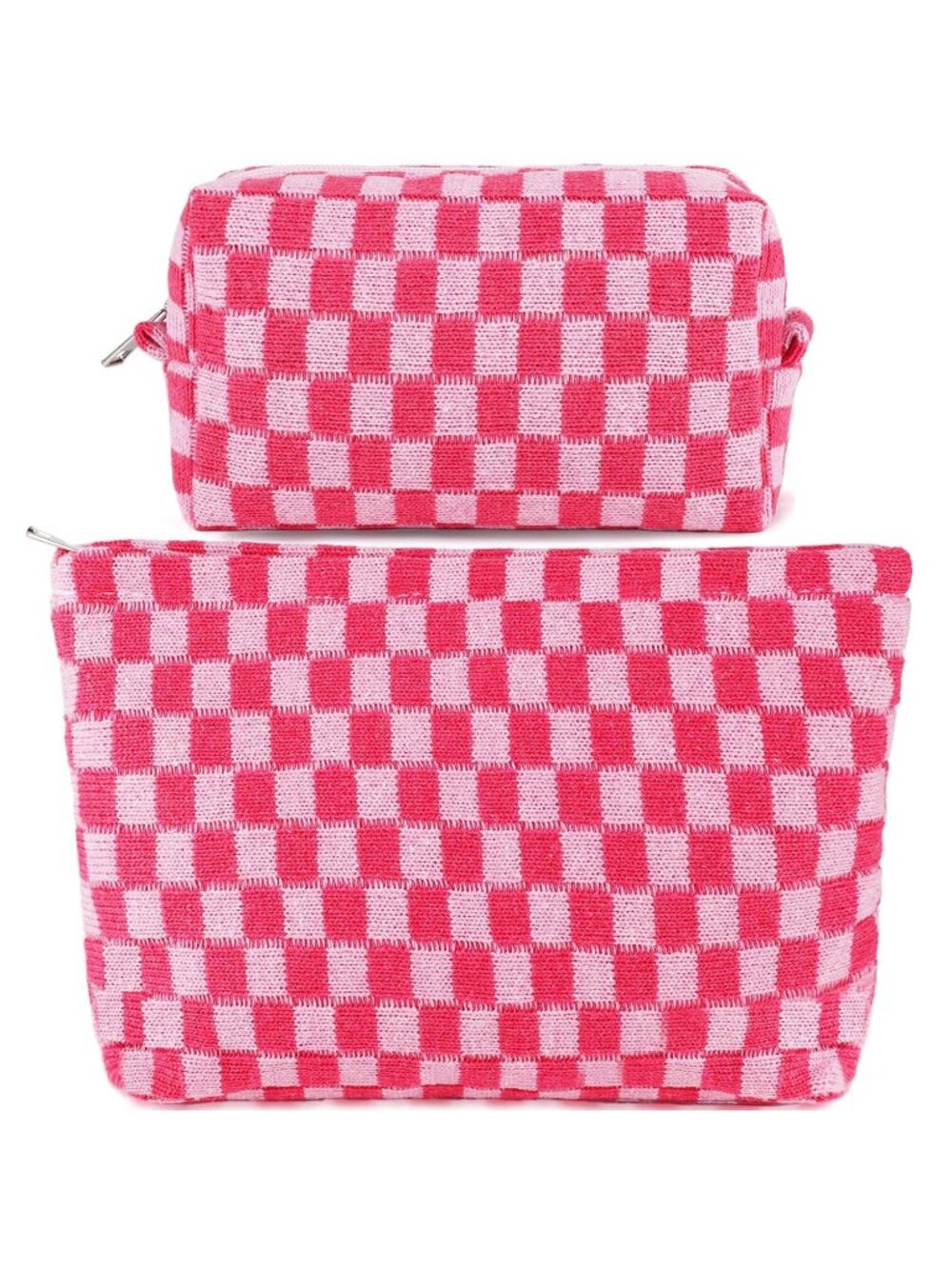 3 Pcs Checkered Makeup Bag for Women Large Cosmetic Bag Set Travel Toiletry Bags
